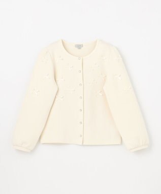 ANY KIDS スナップボタン リボンカーディガン エクリュ