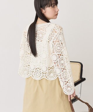 AMERICAN HOLIC クロシェニットVネックカーディガン Off White