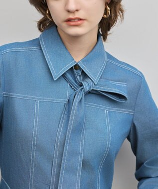 GRACE CONTINENTAL シャツフレアワンピース ブルー