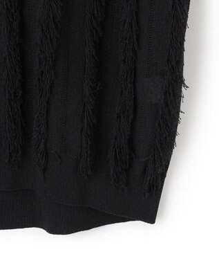 ICB L 【洗える】カットジャガード Vネックニット ブラック系