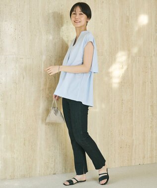 UNFILO ヒートシールドジャージー キーネック レイヤーT サックス