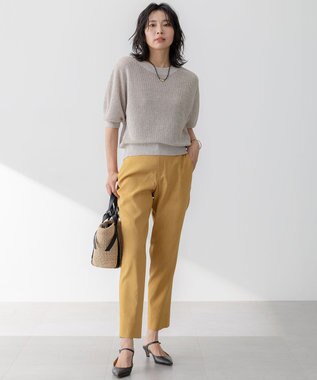 23区 L 【洗える】リネンレーヨンストレッチ テーパード パンツ イエロー系