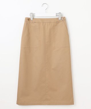 J.PRESS LADIES 【洗える】シャンブレーサテン ナロー スカート キャメル系