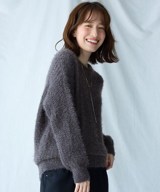 ANY 【洗濯機可】フェザーメッシュニット チャコール