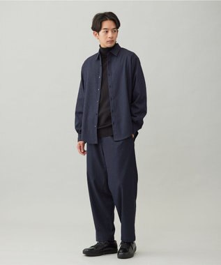 UNFILO MENS 【OCEANS 雑誌・web・YouTube 掲載】FLANNEL TOUCH シャツ ネイビーストライプ