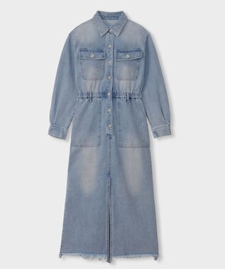 GRACE CONTINENTAL デニムドロストスリットワンピース サックス