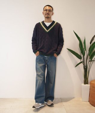 J.PRESS YORK STREET 【UNISEX】チルデンVネック ニット ネイビー系