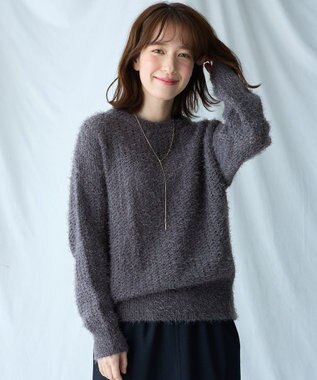 ANY 【洗濯機可】フェザーメッシュニット チャコール