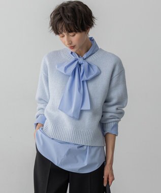 23区 L 【洗える】ウールカシミヤ パフスリーブ ニット