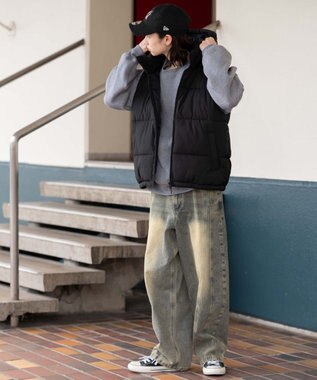 WEGO 【25年秋冬新作/ユニセックス着用ITEM/MLサイズ展開】2WAYパファーベスト ブラック