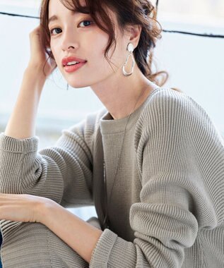 Tiaclasse L 【洗える】リラックス感のあるラグランスリーブニット グレージュ