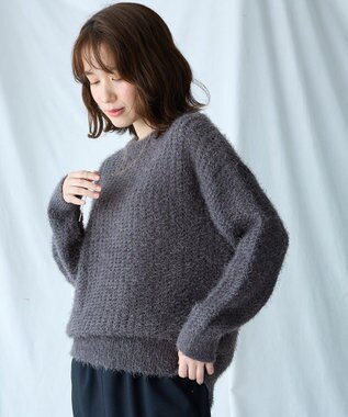 ANY 【洗濯機可】フェザーメッシュニット チャコール