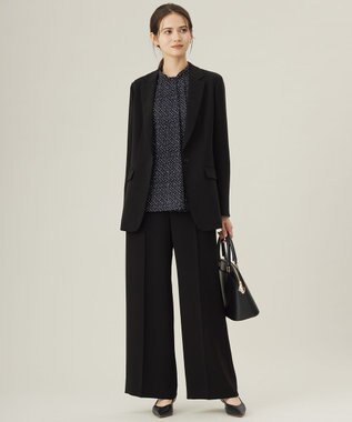 自由区 【セットアップ対応・洗える】トリアセダブルクロス ワイドパンツ ブラック