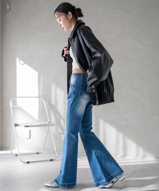 WEGO ローライズスーパーフレアデニムパンツ デニム中濃色