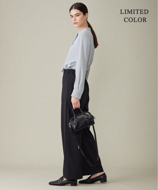 ICB 【WEB限定カラーあり・速乾・洗える】BackSatinAmunzen スカーフタイブラウス フォグブルー系［WEB限定］