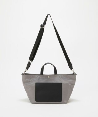 TOPKAPI 【Breath TOPKAPI sis】【WEB限定】ナイロン レザーポケット ミニ トートバッグ ショルダー付き 軽量 / CALM カーム グレー