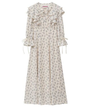 Maison de FLEUR フラワープリントワンピース Grayish Blue