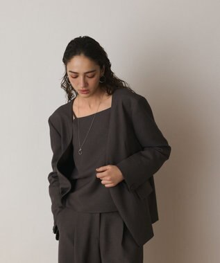 GRACE CONTINENTAL バックシャンノーカラージャケット チャコール