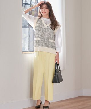 ANY SIS S 【洗える】フェイクパールストライプ ブラウス オフホワイト