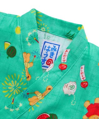 MIKI HOUSE HOT BISCUITS 【ミキハウス】【80-120cm】ミキハウスベア 甚平スーツ ストームグリーン