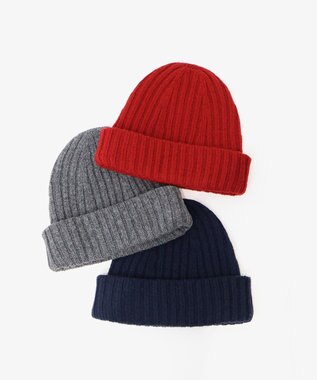 WHITE MAILS 【UNISEX】WOOL PAPER DOUBLE KNIT リブビーニー レッド