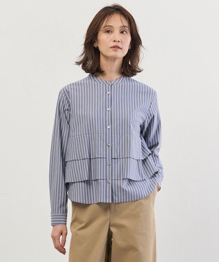 J.PRESS LADIES ストライプジャージー フリル カットソー