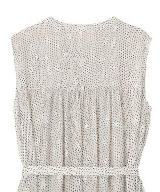 YECCA VECCA シアードット柄ギャザーワンピース Off White