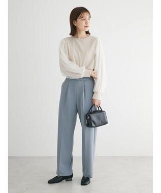 Green Parks 袖チュールドッキングリブプルオーバー Light Beige