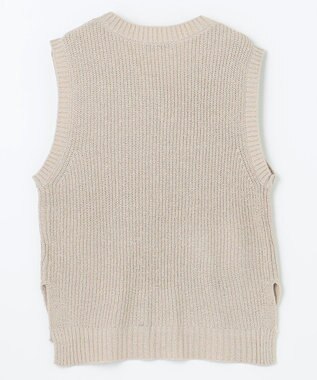 ANY Vネックラメニットベスト ライトベージュ×シルバーラメ