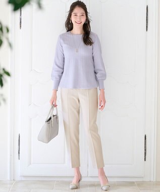 ANY SIS L 【洗える】ペプラム ニット ライトブルー