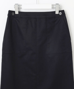 J.PRESS LADIES L 【洗える】シャンブレーサテン ナロー スカート ネイビー系