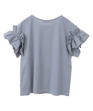 earth music&ecology 【接触冷感/洗濯機可】ギャザーフリルスリーブカットソー Sax