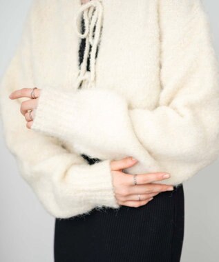 WEGO 2WAYブークレリボンカーデ ホワイトアイボリー