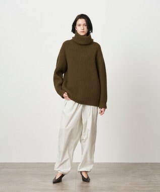 ATON YAK WOOL | オーバーサイズタートルネックセーター KHAKI
