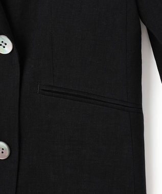 23区 L 【STORY7月号掲載】リネンレーヨンストレッチ ダブル ジャケット ブラック系