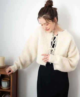 WEGO 2WAYブークレリボンカーデ ホワイトアイボリー