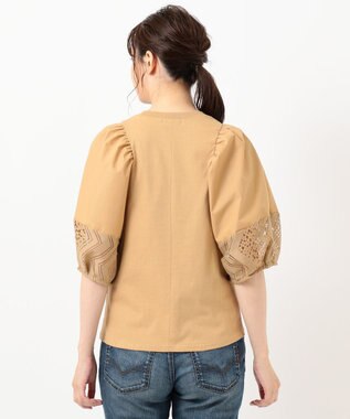 SHARE PARK LADIES 【洗える】ボリュームスリーブフハクコンビカットソー ベージュ系