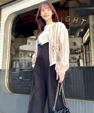 Feroux リボンポケット シアー ブルゾン ピンク系