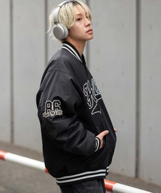 WEGO 【ユニセックス着用ITEM】グラフィックパファースタジャン ブラック