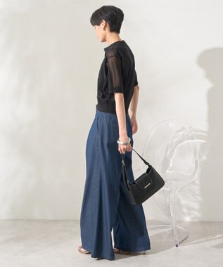 AMERICAN HOLIC ウォッシャブルシアーニット半袖ポロシャツ Black