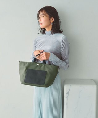 TOPKAPI 【Breath TOPKAPI sis】【WEB限定】ナイロン レザーポケット ミニ トートバッグ ショルダー付き 軽量 / CALM カーム カーキ