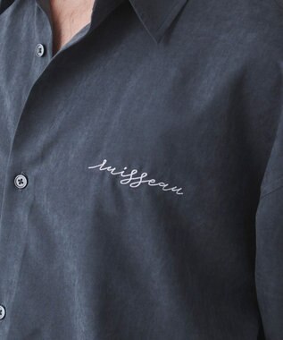 WEGO 【ユニセックス着用ITEM】フィブリルワンポイントBIGシャツ（長袖） ブラック中濃色