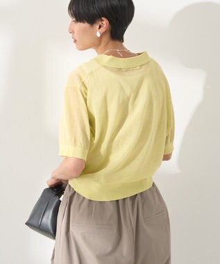 AMERICAN HOLIC ウォッシャブルシアーニット半袖ポロシャツ Pistachio