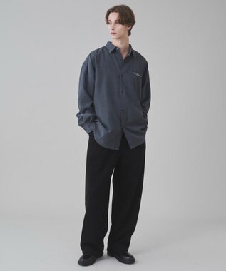 WEGO 【ユニセックス着用ITEM】フィブリルワンポイントBIGシャツ（長袖） ブラック中濃色
