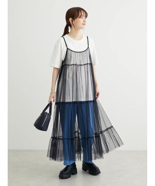 Green Parks ・ＥＬＥＮＣＡＲＥ　ＤＵＥ　２ｗａｙチュールキャミワンピ Black