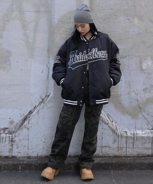 WEGO 【ユニセックス着用ITEM】グラフィックパファースタジャン ブラック