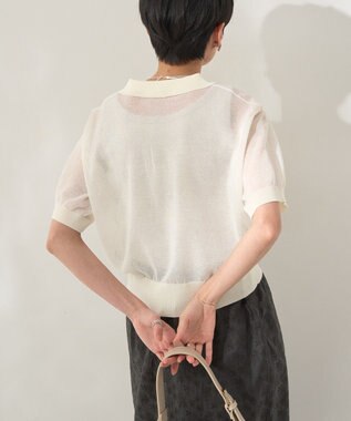 AMERICAN HOLIC ウォッシャブルシアーニット半袖ポロシャツ Ivory