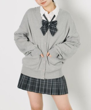 WEGO 【SCHOOL ITEM】ハイゲージスクールカーディガン 杢グレー