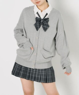 WEGO 【SCHOOL ITEM】ハイゲージスクールカーディガン 杢グレー