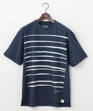 JOSEPH ABBOUD MOUNTAIN 【SPACE／UNISEX】スラブプレーティングボーダープリント Tシャツ